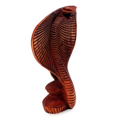 Hand Carved Wood Snake Sculpture Cobra Novica