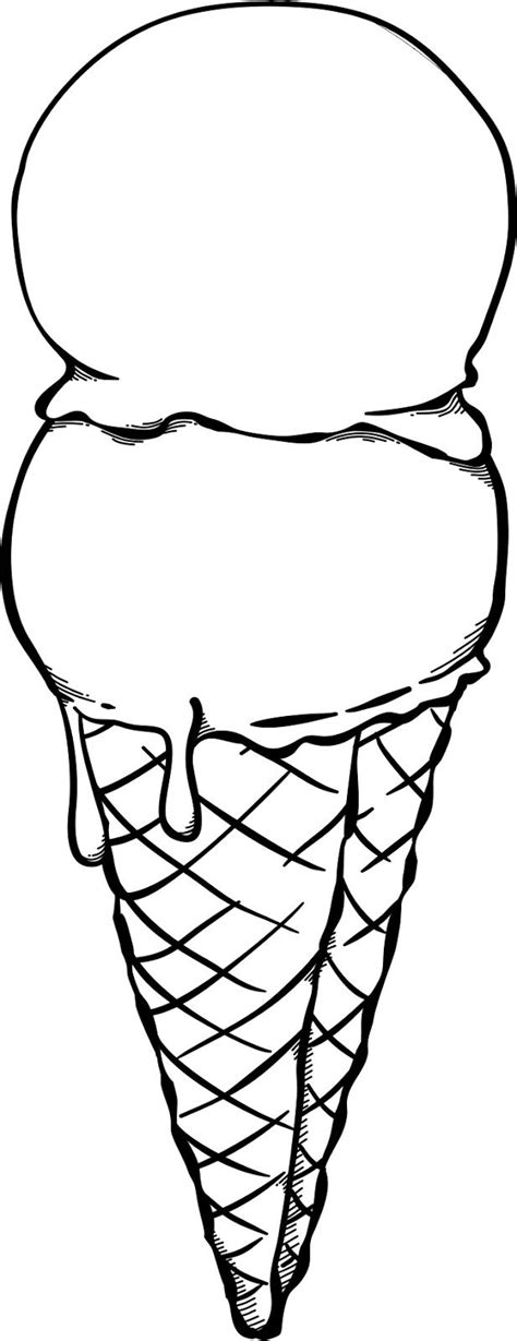 An Ice Cream Cone Is Shown In This Black And White Drawing It Appears To Be Melting