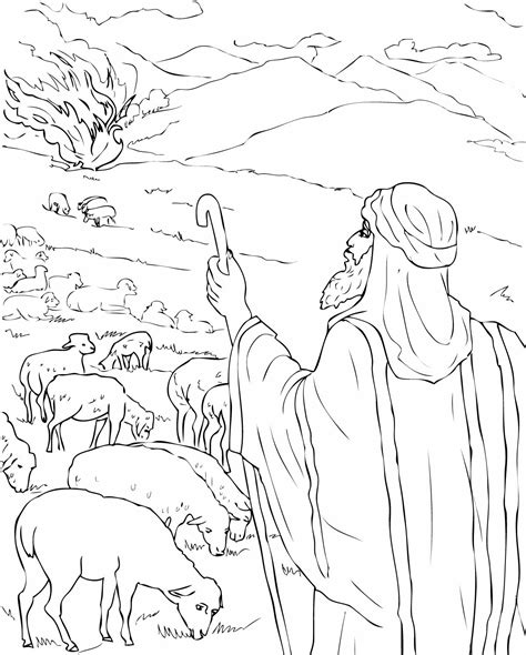 Moses Burning Bush Coloring Page Sketch Coloring Page