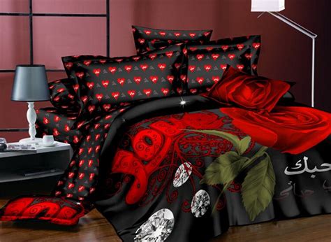 Red Rose Bedding Items Sexy And Romantic Red Rose 3D Bedding At