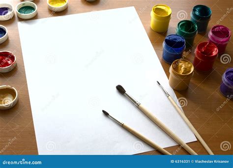 Gouache For Drawing On A Table Stock Image Image Of Rainbow School