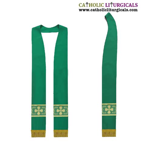 Green Priest Stole With Cross Orphreys Green Priest Stole With