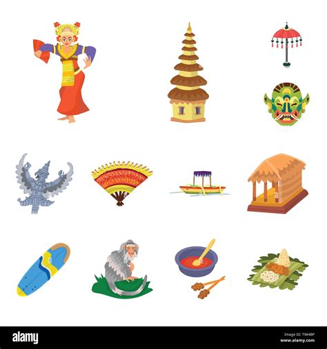 Isolated Object Of Bali And Indonesia Sign Collection Of Bali And