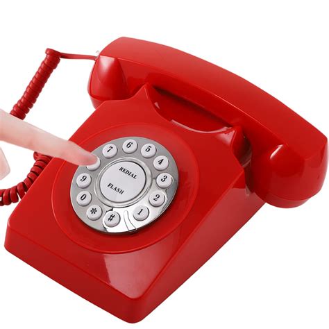 Buy Youeon Retro Rotary Landline Phone Classic Red Rotary Phone Old