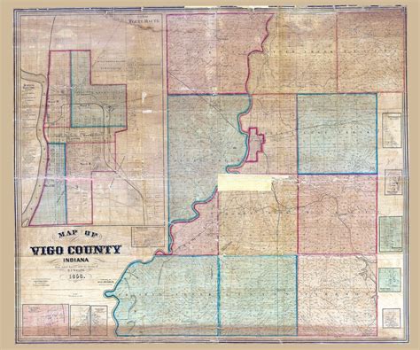 1858 Map Of Vigo County Indiana Etsy Uk