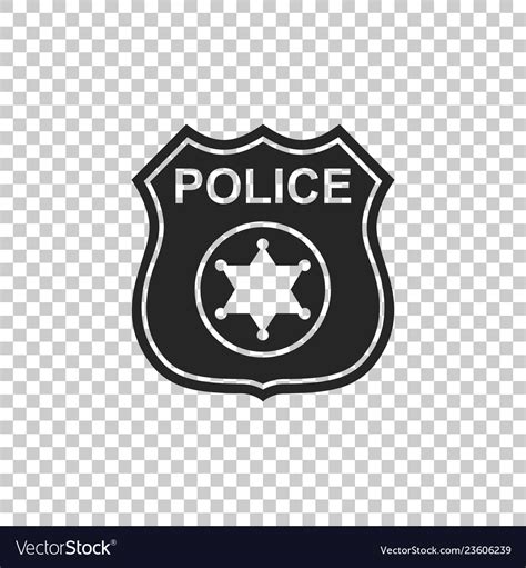 Police Badge Icon On Transparent Background Vector Image