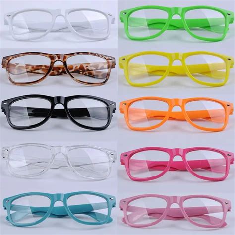Promotion Fashion Candy Color Glasses Unisex Clear Lens Nerd Geek Glasses Men Women Decor
