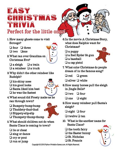 Christmas Trivia With Answers Printable