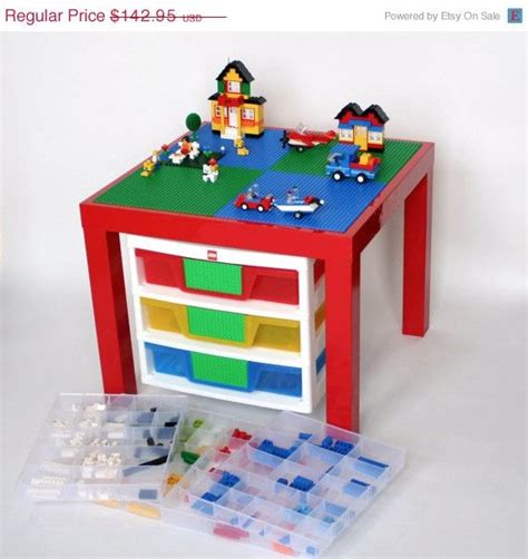 Lego Table With 3 Drawer Organizer 20 X 20 Lego Surface High Gloss