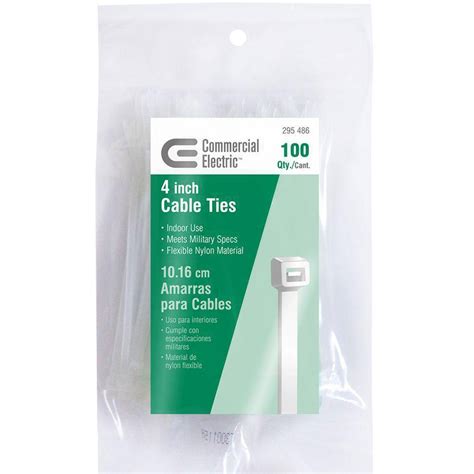 Commercial Electric 4 In Cable Tie Natural 100 Pack Gt 100mc The