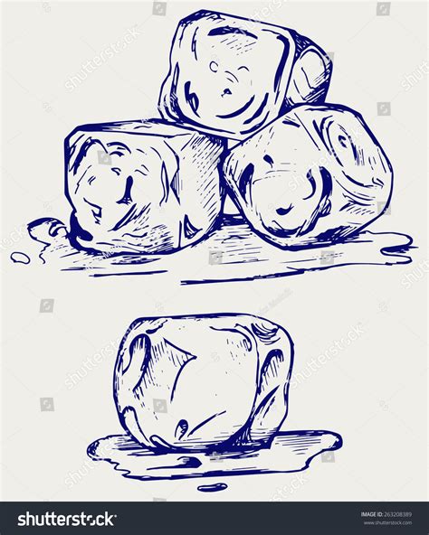 Bunch Of Ice Cubes Doodle Style Stock Vector Illustration 263208389