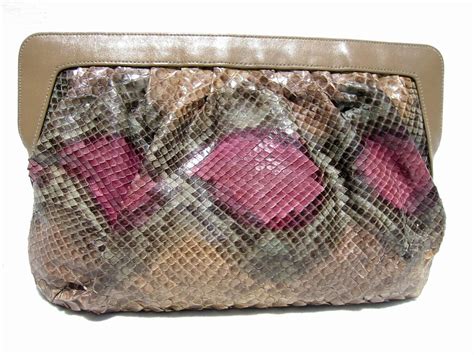 Morle 1970s 80s Pastel Python Snake Skin Clutch Shoulder Bag G3 093