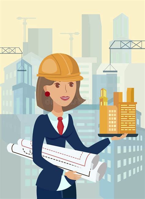 Female Architect Professional Construction Worker Engineer Character