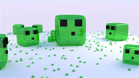 Download Minecraft 3d Creeper Slimes Wallpaper