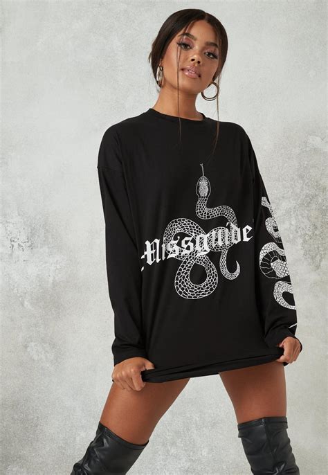 black-missguided-snake-graphic-oversized-t-shirt-dress-missguided