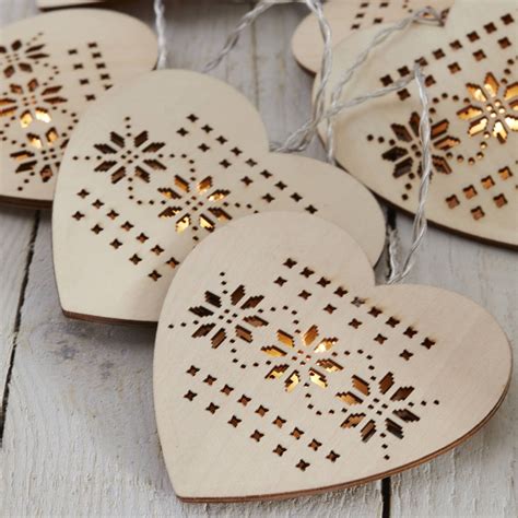 Wooden Heart String Fairy Lights By The Christmas Home