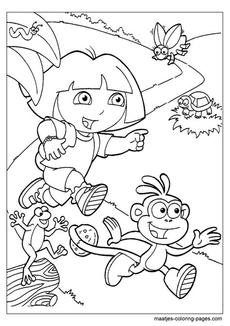 With his friend mooch she always go to adventures, leaving not disturbed by the mischievous and trickster chipper fox ! Dora coloring page