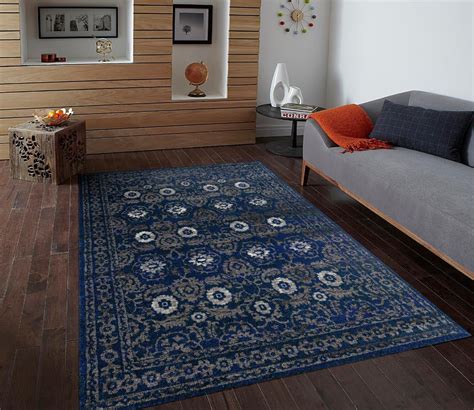 1454 Blue 5 X 7 Area Rug Carpet Large New