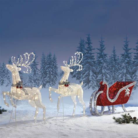 Sold and shipped by christmas central. Outdoor Christmas Decoration Reindeer Twinkling Sleigh ...