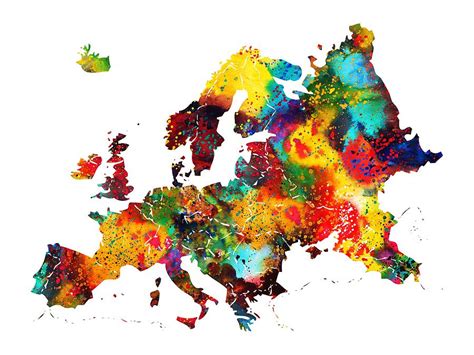 Map Of Europe Colorful Digital Art By Erzebet S