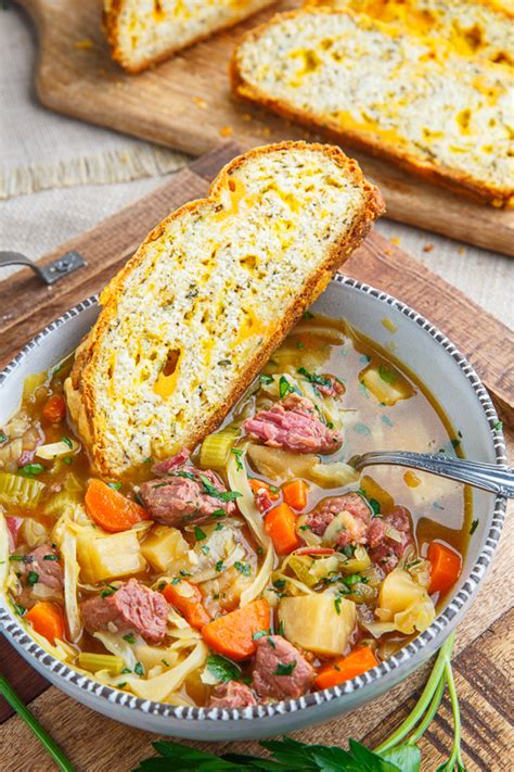 Add the vegetables and potatoes, season well, then reduce the heat and cover the pan. Corned Beef and Cabbage Soup Recipe on Closet Cooking