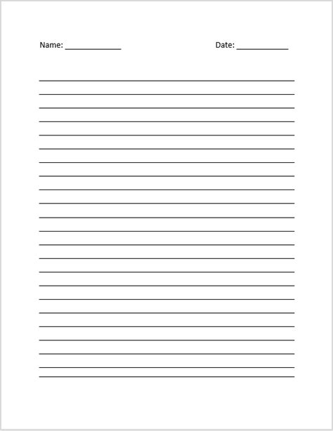 Lined Paper Microsoft Word Template Free Printable Template