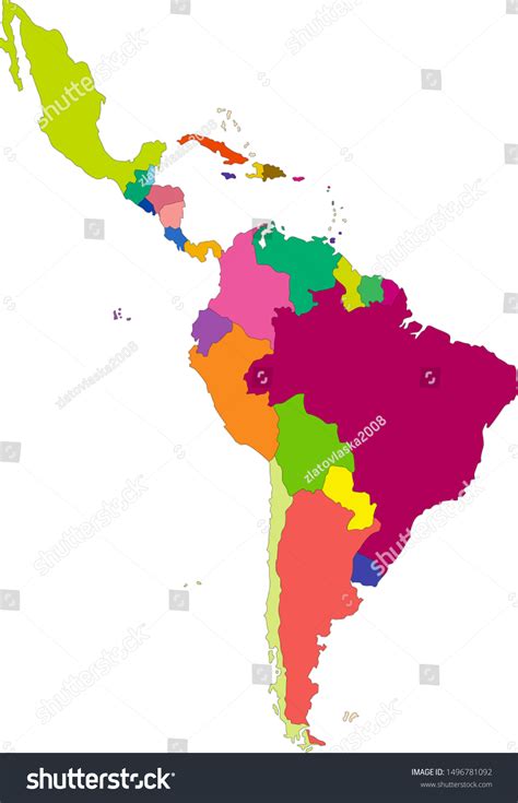 Vector Highly Detailed Political Map Of Latin Royalty Free Stock