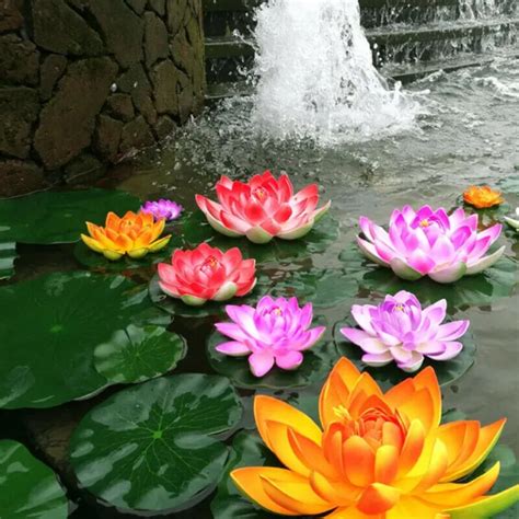 Artificial Eva Fake Lotus Leaf Flowers Water Lily Floating Pool Plant