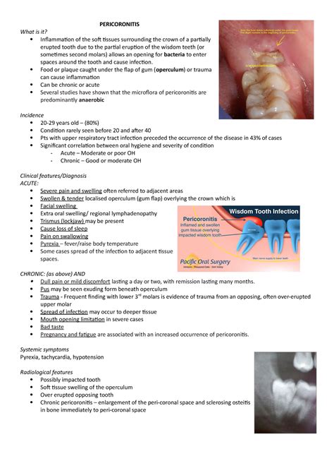 P Pericoronitis Notes Pericoronitis What Is It Inflammation Of The