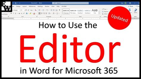 How To Use The Editor In Word For Microsoft 365 Updated Words