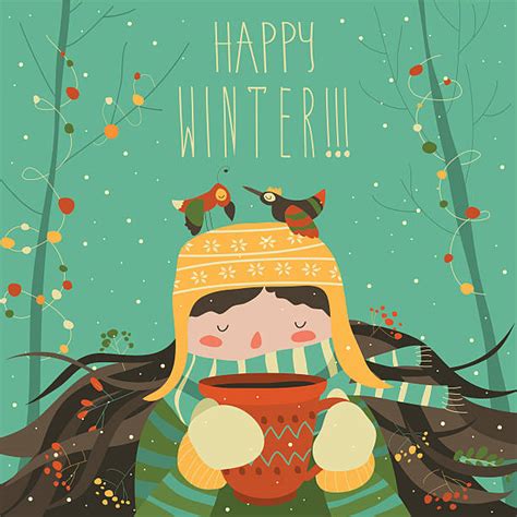 440 Cute Cartoon Girl Wearing Warm Winter Clothes Stock Illustrations
