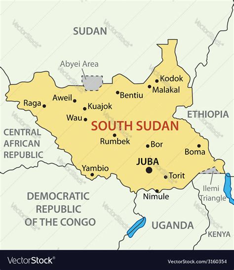 Republic South Sudan Map Royalty Free Vector Image