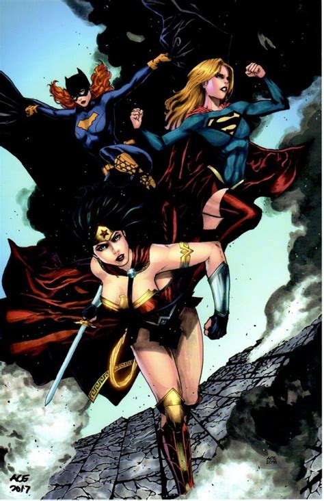 Supergirl Wonder Woman Batgirl Art Print Signed Ace