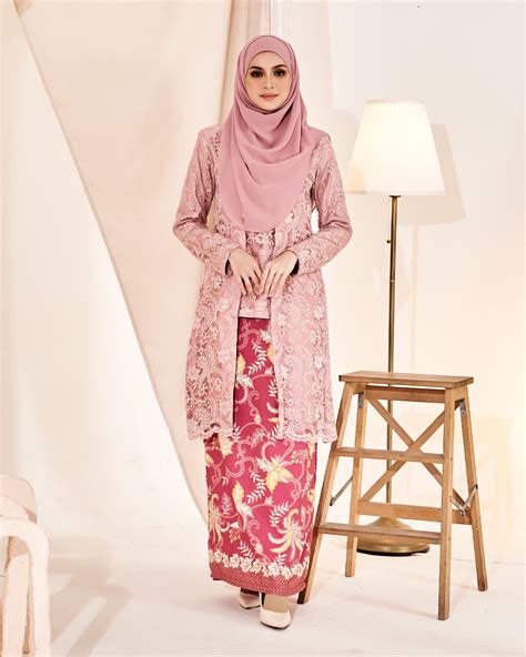Baju Kebaya Batik Lace Estela Blossom Pink Muslimahclothingcom