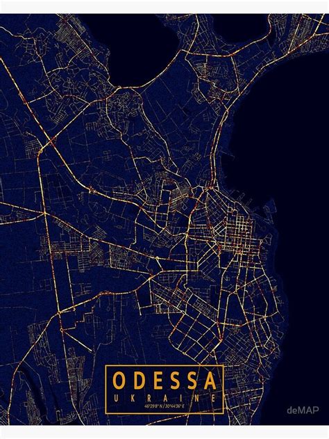 Odessa Ukraine Map City At Night Poster By Demap City Maps Night