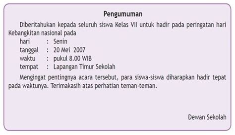 Bahasa yang digunakan dalam surat dinas adalah bahasa baku, sopan, dan mudah dimengerti. 2 Contoh Teks Pengumuman dan Pengertiannya Terlengkap ...