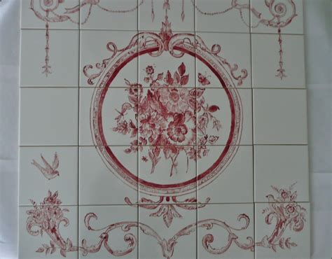 French Country Floral Handpainted Tile Mural 30 X