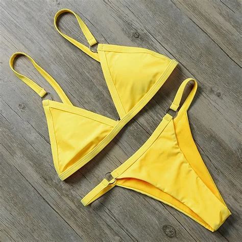 Buy 2019 Sexy Thong Swimsuit Women Push Up Bikini High Cut Bikini Set Halter