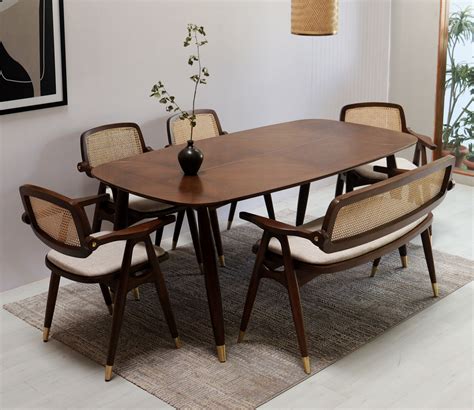 Buy Aritva Teak Wood 6 Seater Dining Table Set With Bench Online In