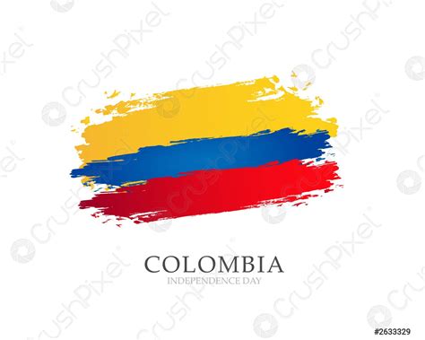 Flag Of Colombia Vector Illustration On White Background Brush Strokes
