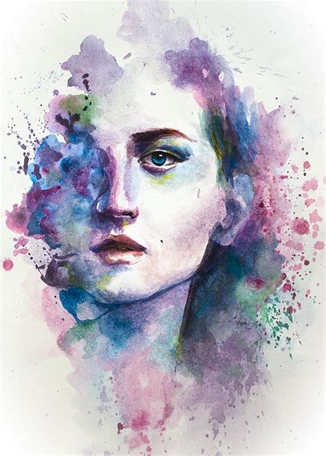 Abstract Watercolor Painting Face