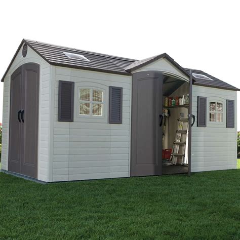 Lifetime Dual Entry 8 Ft W X 15 Ft D Steel And Plastic Garden Shed