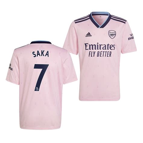 Arsenal Bukayo Saka Youth 2022 23 Third Replica Jersey Pink