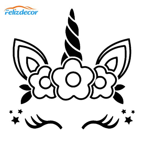 1212cm Cute Unicorn Face With Flowers Vinyl Decal For Cars Tumblers