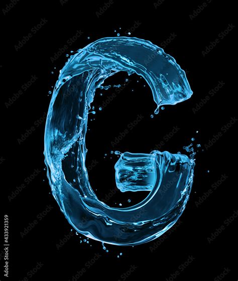 Latin Letter G Made Of Water Splashes On A Black Background Stock Photo