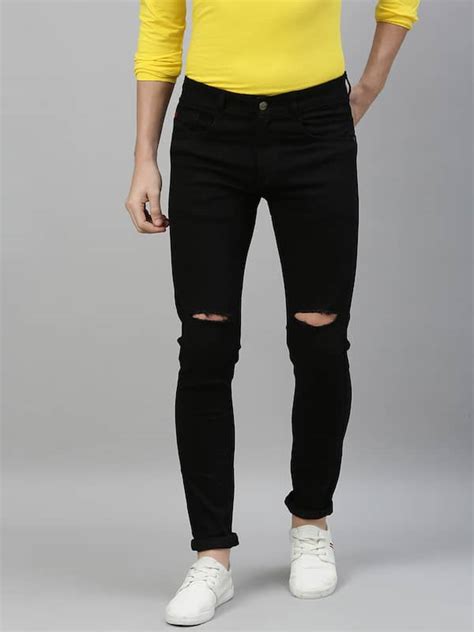 top 300 black knee ripped jeans womens