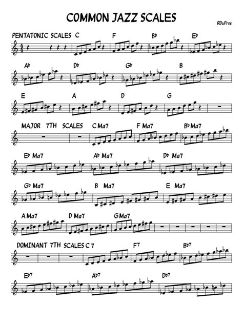 Common Jazz Scales Pdf Melody Musical Scales