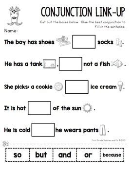 Complete each sentence using the subordinating conjunction from the parenthesis: Conjunctions | 1st Grade Grammar | Mini Lesson by First ...