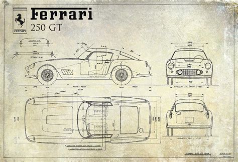 Check spelling or type a new query. Ferrari 250 GT Blueprint Antique Drawing by Jon Neidert