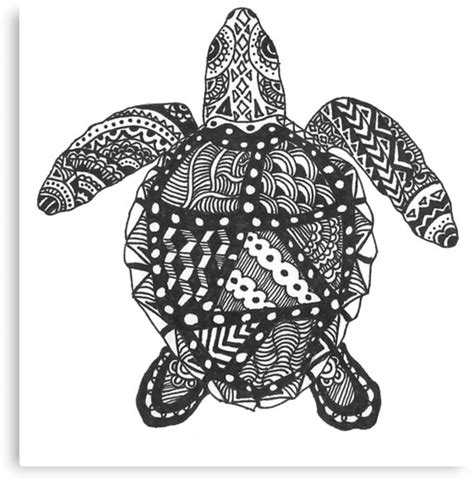 Sea Turtle Zentangle Canvas Prints By Marlena Penn Redbubble